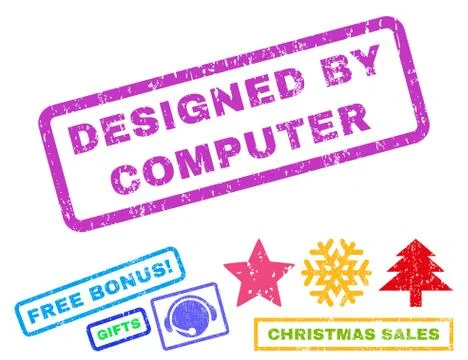 Designed by Computer Text Rubber Seal Stamp Watermark with Bonus Stockillustratie