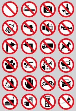 Designed Icons Prohibition Vector Stock Illustration
