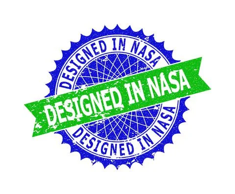 DESIGNED IN NASA Bicolor Rosette Corroded Watermark Stock Illustration