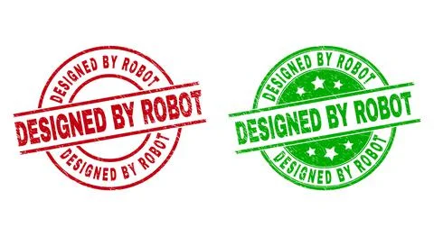 DESIGNED BY ROBOT Round Stamps Using Corroded Surface 스톡 일러스트