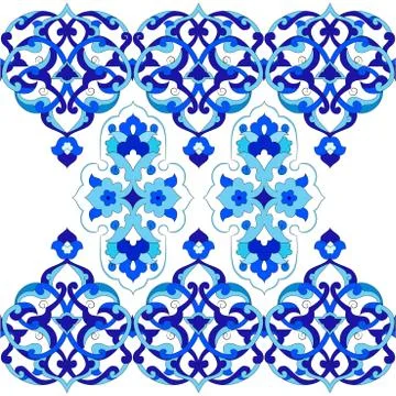 Designed with shades of blue ottoman pattern series two Stock-Illustration