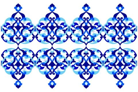 Designed with shades of blue ottoman pattern series three Stock Illustration