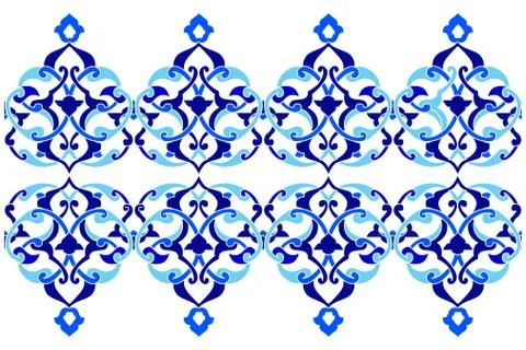 Designed with shades of blue ottoman pattern series three version Stock Illustration