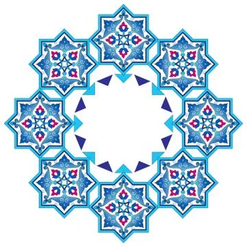 Designed with shades of blue ottoman pattern series seven Stock-Illustration