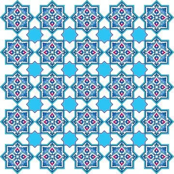 Designed with shades of blue ottoman pattern series five Stock Illustration