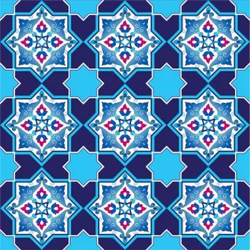 Designed with shades of blue ottoman pattern series six Stock Illustration