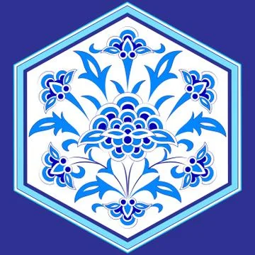 Designed with shades of blue ottoman pattern series twelve Stock Illustration