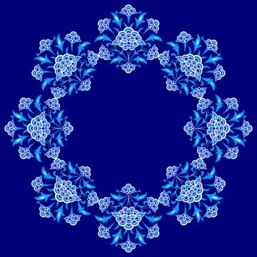 Designed with shades of blue ottoman pattern series thirteen Stock Illustration