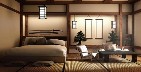 Designed specifically in Japanese style bed room and decoration Japanese styl Stock Illustration
