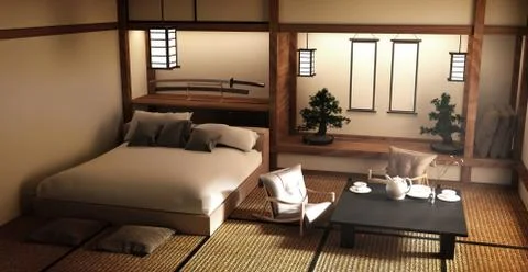 Designed specifically in Japanese style bed room and decoration Japanese styl Stock Illustration