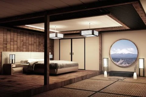 Designed specifically in Japanese style bed room and decoration Japanese styl Stock Illustration