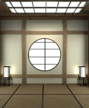 Designed specifically in Japanese style, empty room. 3D rendering Stock Illustration