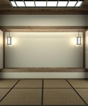 Designed specifically in Japanese style, empty room. 3D rendering Stock Illustration
