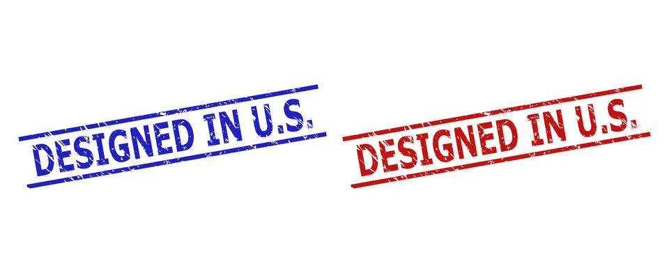 DESIGNED IN U.S. Seals with Rubber Texture and Parallel Lines Stock Illustration