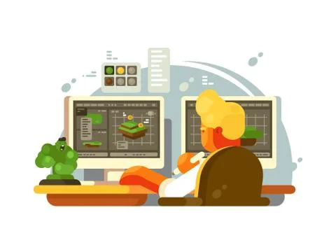 Designer 3D modeling Stock Illustration