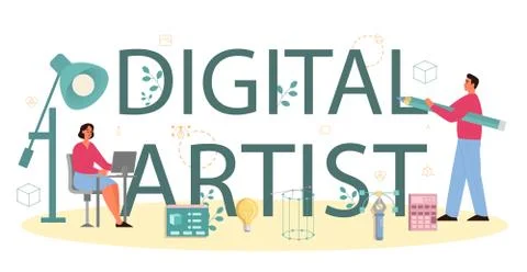 Designer 3D modeling typographic header concept. Digital drawing Illustrazione stock