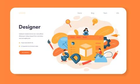Designer 3D modeling web banner or landing page. Digital drawing Illustrazione stock