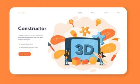 Designer 3D modeling web banner or landing page. Digital drawing Illustrazione stock