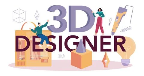 Designer 3D typographic header. Digital drawing with electronic tools Stock Illustration