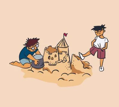 Designer and tester concept vector illustration sand castle crush, envy, crit Stockillustratie