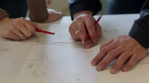Designer and worker discuss the plan of repair Video stock 62608089