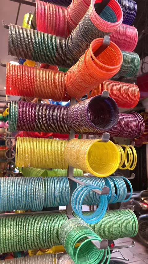 Designer bangles for wedding in the shop for luxurious wedding and festivals Stock Footage 290168342