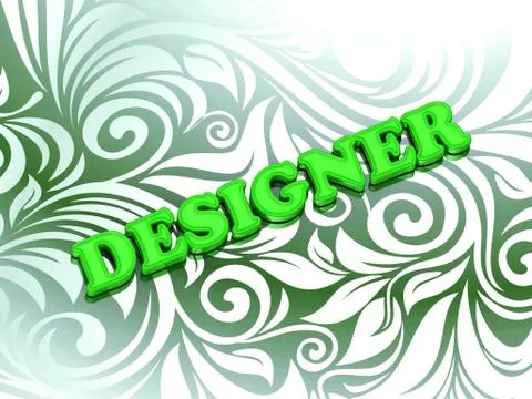 DESIGNER- bright color letters on nice green ornament background Stock Illustration