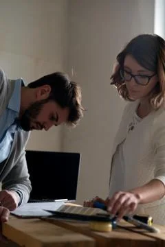 Designer choosing color with client Stock Photos