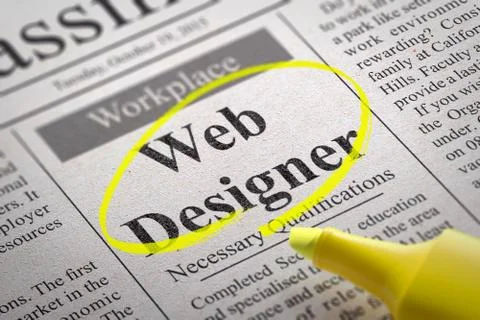 Designer Coder Jobs in Newspaper. Stockillustratie