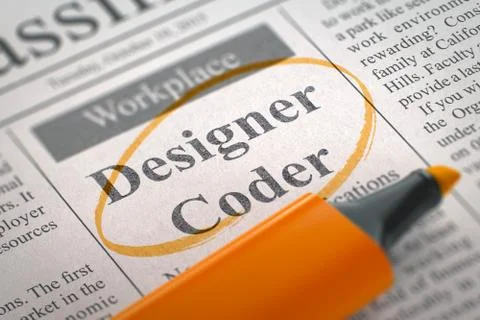 Designer Coder Join Our Team Illustrazione stock