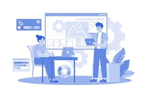 Designer collaborating on product design. Stock Illustration