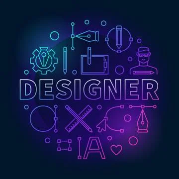 Designer colored vector round line illustration Stockillustratie