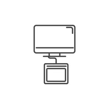 Designer computer tablet technology icon line design イラスト素材