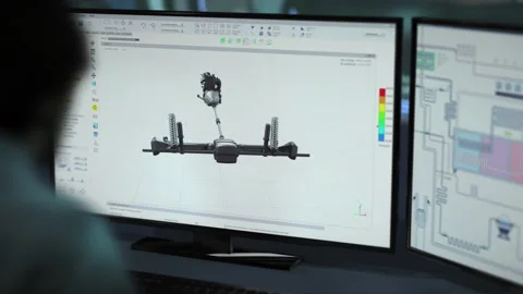 Designer creates the prototypes of multiple car parts in the computer program Stock Footage 304706573