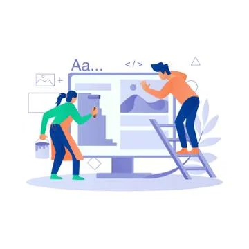 Designer creating design layout together illustration concept Stock Illustration