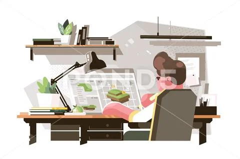 Designer creating new draft Stock Illustration