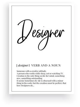 Designer definition, vector. Minimalist poster design Stock Illustration