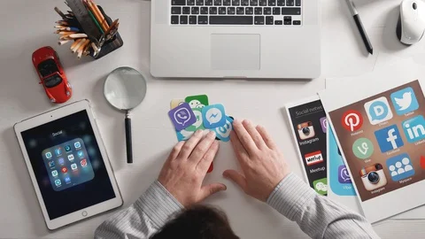 Designer develop a mobile application usability and puts icons in their places. Stock Footage 128911626