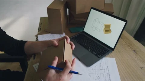 Designer develops the design and construction of packaging for food delivery. 스톡 동영상 237107773
