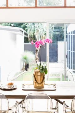 A designer dining table top Stock Photos