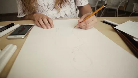 Designer draw sketches in the Studio. Stock Footage 71620465