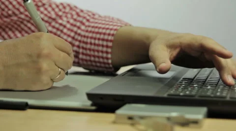 Designer edit on your computer using a graphic tablet Stock Footage 60768628