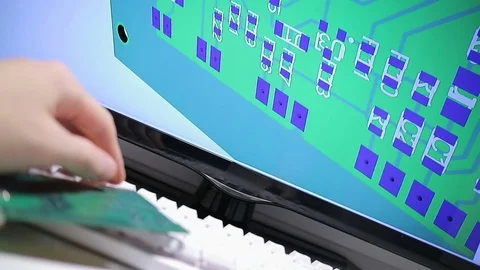 The designer of electronics is developing a new device. Special software for cre Stock Footage 83254097