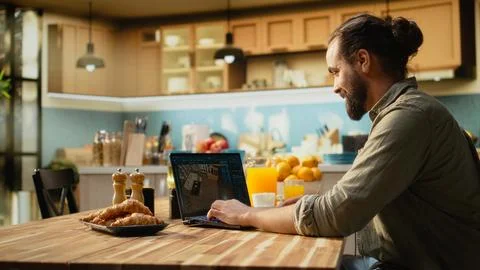 Designer engineer, architectural CAD software, remodeling on laptop Stock Photos