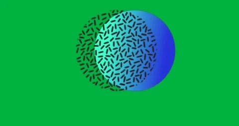 Designer exploring tech interface, overlapping gradient circles and black rods 스톡 동영상 317594662