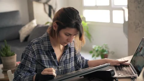 Designer forced to work remotely, unable  Stock Footage 130217658