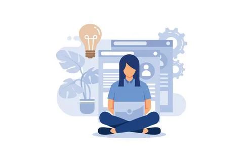 Designer freelancer conducts site analytics. and makes a creative design proj Stock Illustration