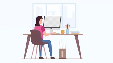 Designer Girl Working on Computer Stock Footage 283890434