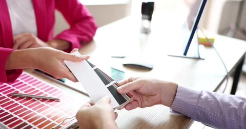 Designer gives client color palette of s... | Stock Video | Pond5