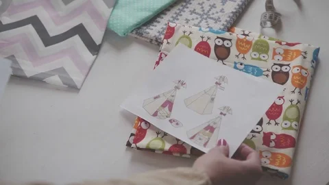 Designer is going to make Tepee tent. Sketch of of children's lodge Video stock 72666814